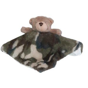 Mud Pie Green Camouflage Camo Plush Bear Lovey Security Blanket 14" X 13"